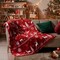 Printed Fleece Throw Blanket, No Shed No Pilling Ultra Soft Plush Cozy Xmas Prints Theme Home Décor Flannel Blanket for Bed, Sofa, Couch and Gift, 50" x 60", Reindeer and Trees, Red